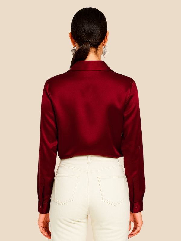 Blouse Women's Long Sleeve Shirt Collar with Button Placket | D&S - 18 - Dublin-stylehouse