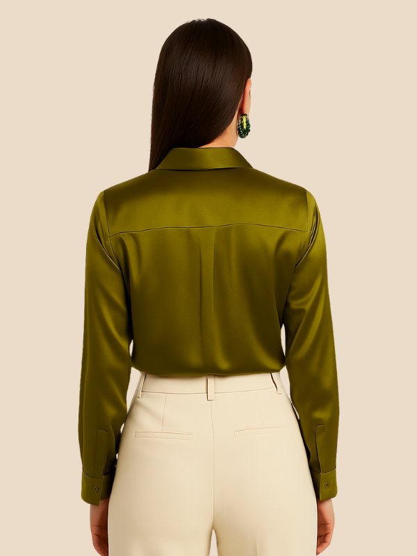 Blouse Women's Long Sleeve Shirt Collar with Button Placket | D&S - 19 - Dublin-stylehouse