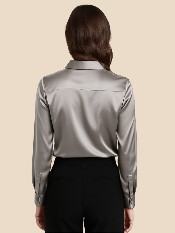 Blouse Women's Long Sleeve Shirt Collar with Button Placket | D&S - 21 - Dublin-stylehouse