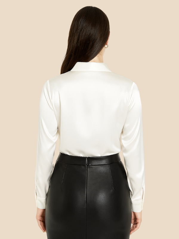 Blouse Women's Long Sleeve Shirt Collar with Button Placket | D&S - 24 - Dublin-stylehouse