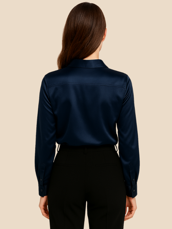 Blouse Women's Long Sleeve Shirt Collar with Button Placket | D&S - 31 - Dublin-stylehouse