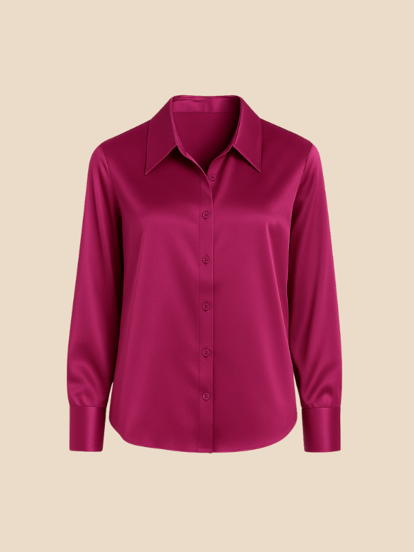 Blouse Women's Long Sleeve Shirt Collar with Button Placket | D&S - 34 - Dublin-stylehouse