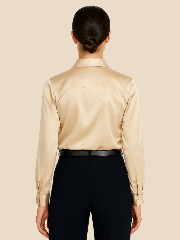 Blouse Women's Long Sleeve Shirt Collar with Button Placket | D&S - 7 - Dublin-stylehouse