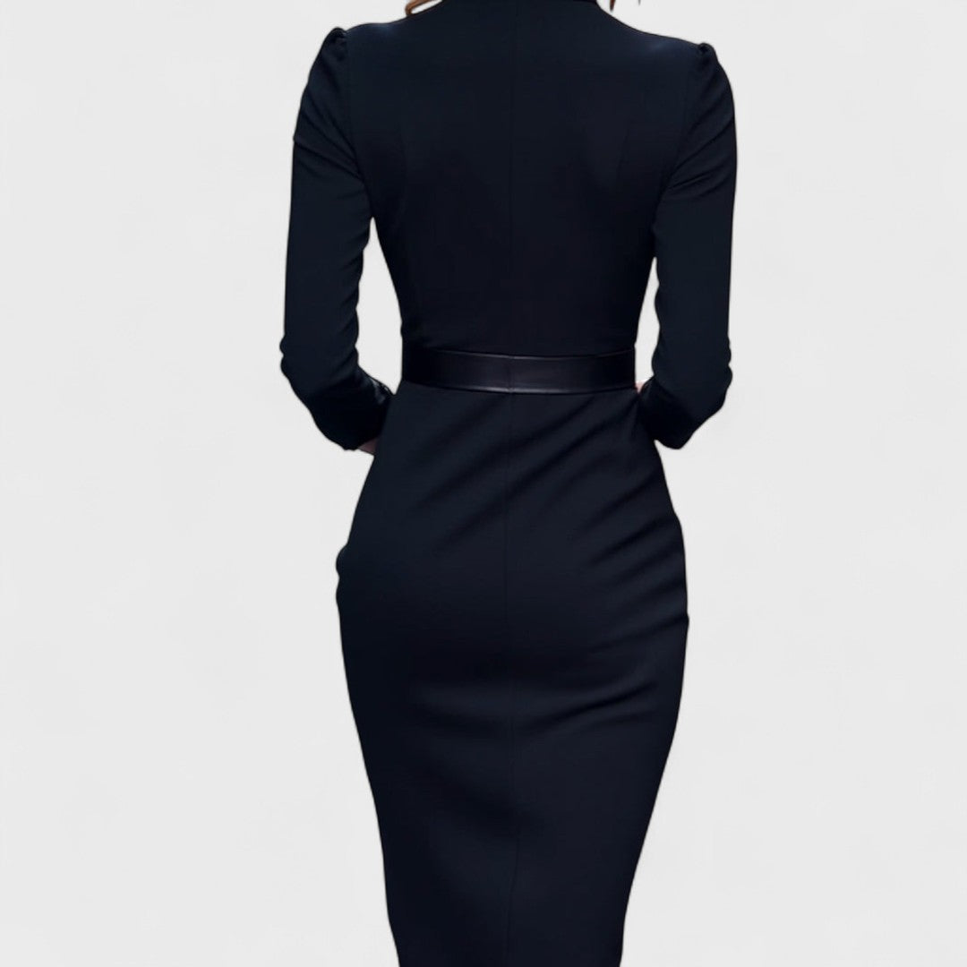 Pencil Dress Women's Wrap Cut with V-Neck and Belted Waist - 7 - Dublin-stylehouse