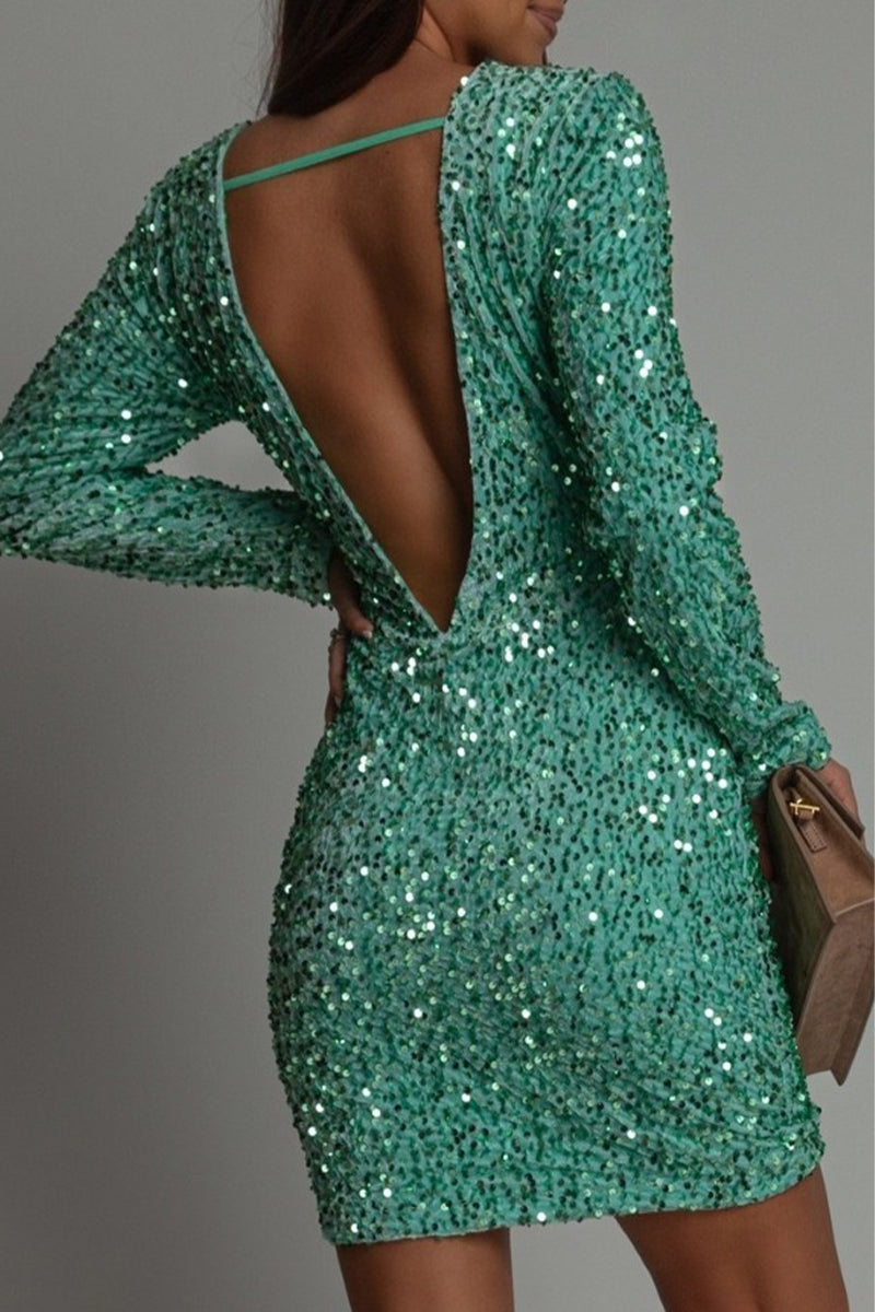 Party Dress Women's Fitted Long Sleeve in Bold Colours - 7 - Dublin-stylehouse