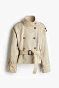 Clara - Women's Short Trench Coat with Belt - 1 - Dublin-stylehouse