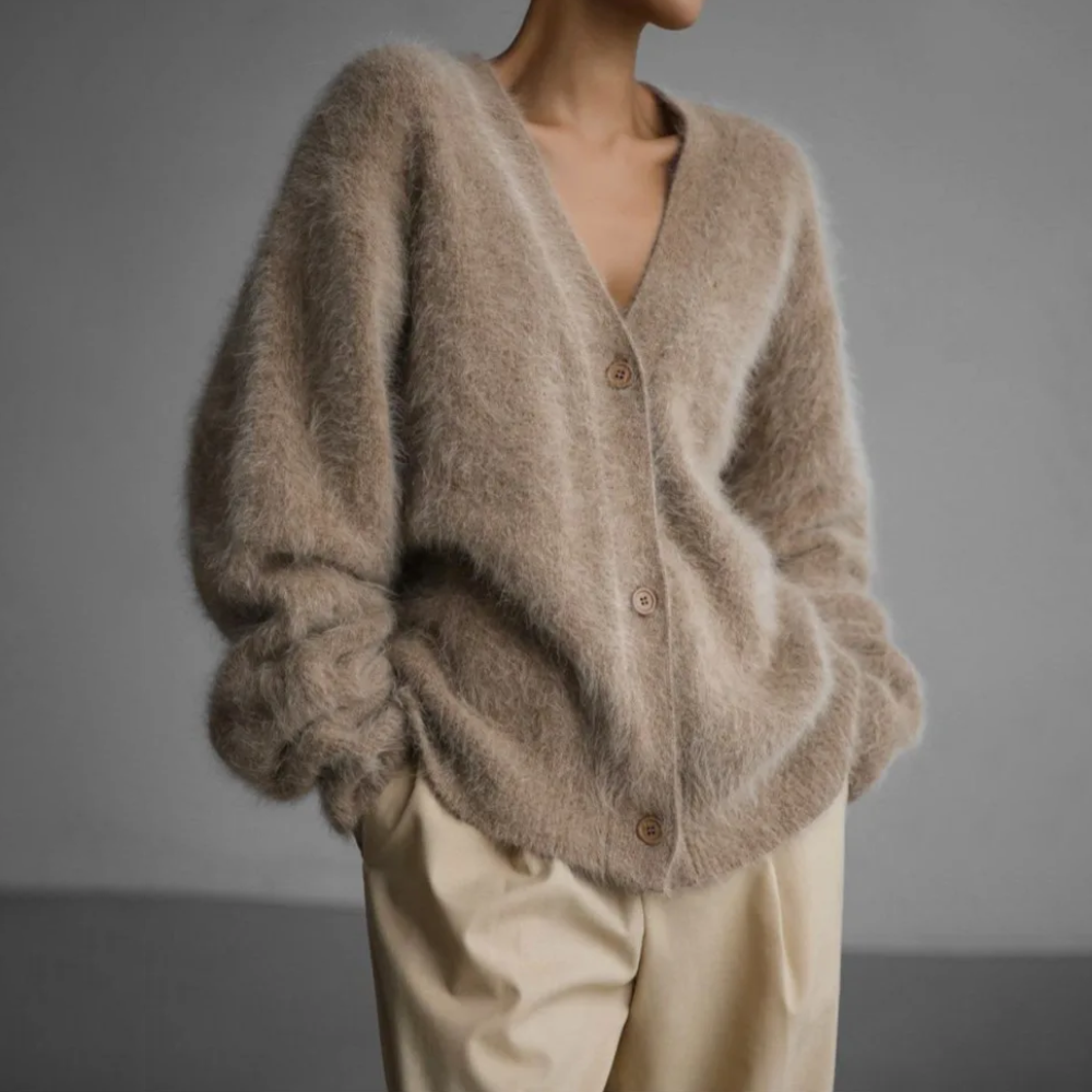 Cardigan Women’s V-Neck Oversized Fit with Button Closure | D&S - 6 - Dublin-stylehouse