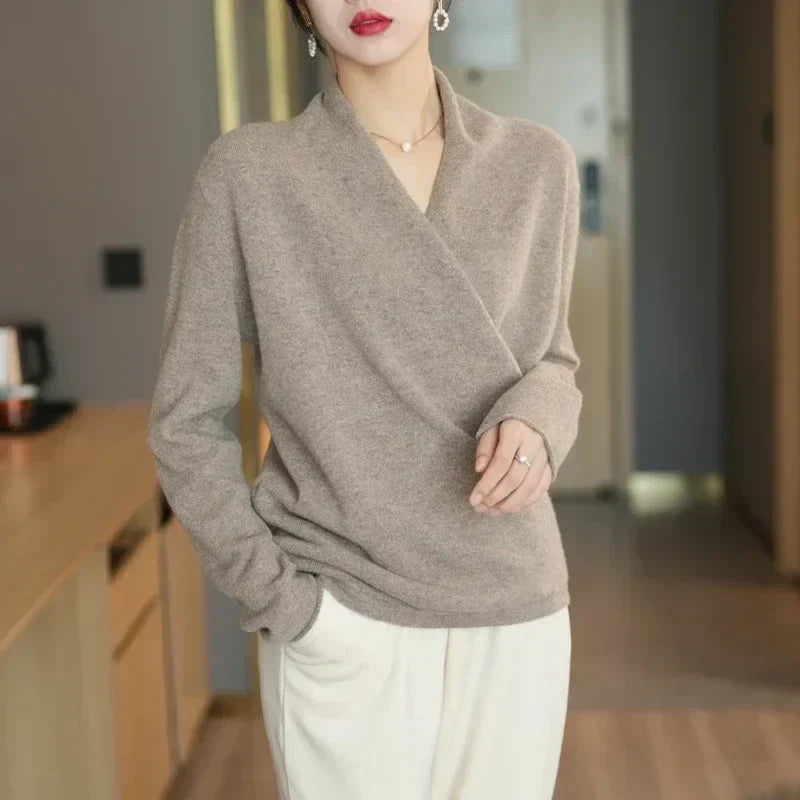 Wrap Sweater Women's Long Sleeve V-Neck | D&S - 6 - Dublin-stylehouse