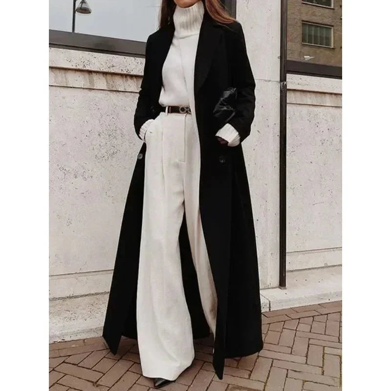 Long Coat Women's Tailored Fit with Elegant Buttons | D&S - 3 - Dublin-stylehouse