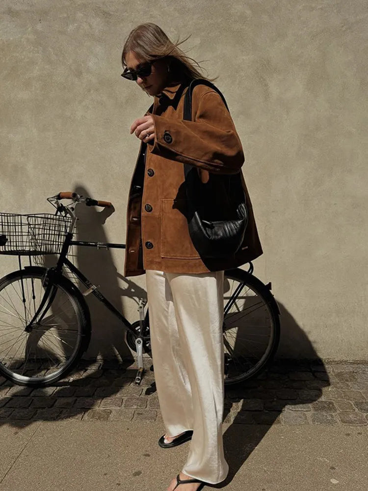 Clara – Women's oversized suede cashmere jacket with pockets - 6 - Dublin-stylehouse