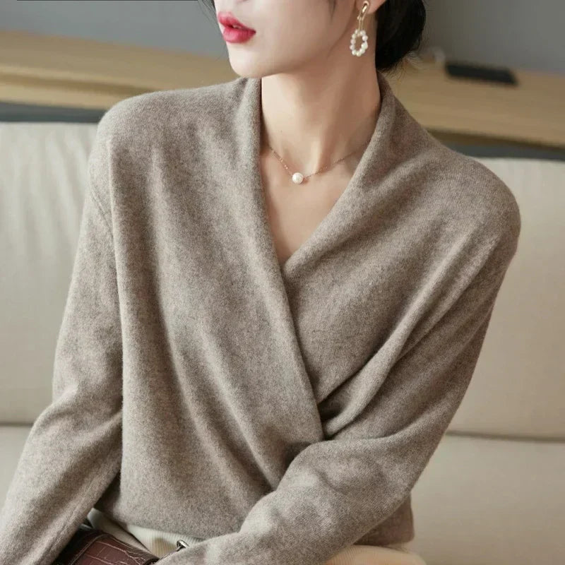 Wrap Sweater Women's Long Sleeve V-Neck | D&S - 7 - Dublin-stylehouse
