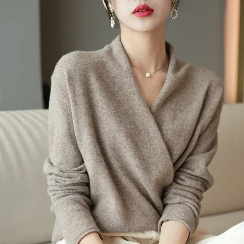 Wrap Sweater Women's Long Sleeve V-Neck | D&S - 1 - Dublin-stylehouse