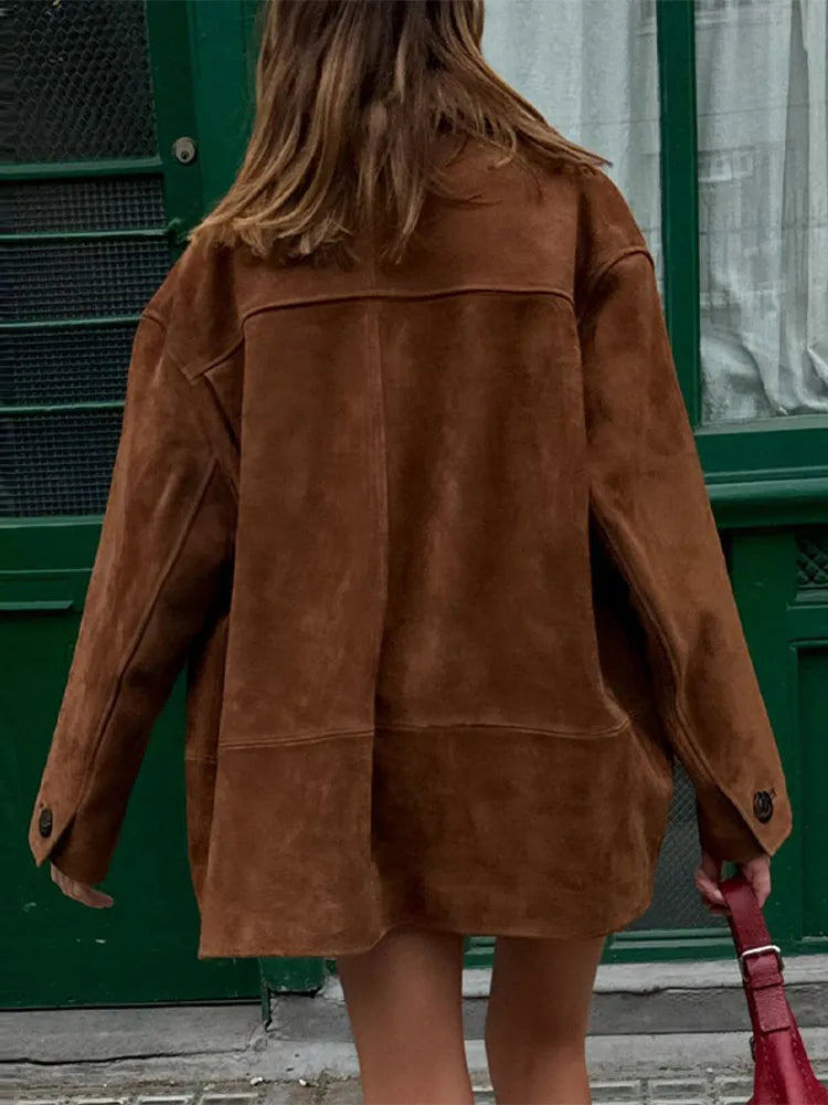 Clara – Women's oversized suede cashmere jacket with pockets - 4 - Dublin-stylehouse