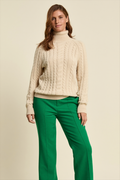 Aran Cable Roll-Neck Jumper